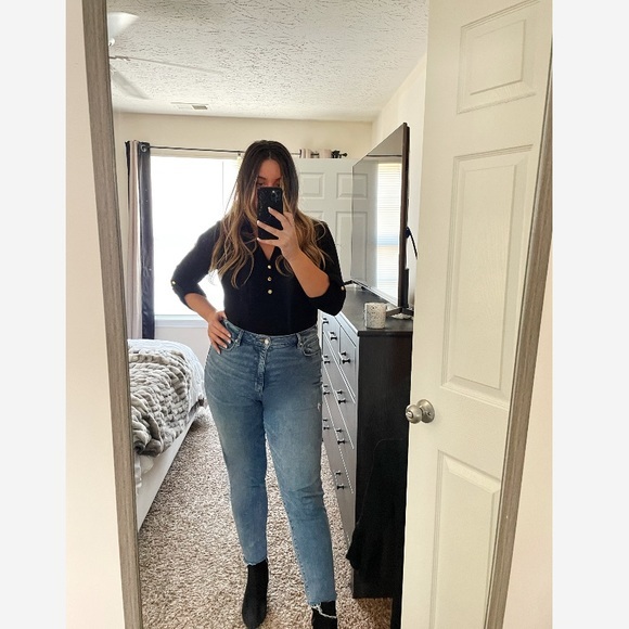 • Michael Kors• 3/4 Sleeve Black Top with Gold Accents - Size Large - Picture 1 of 5